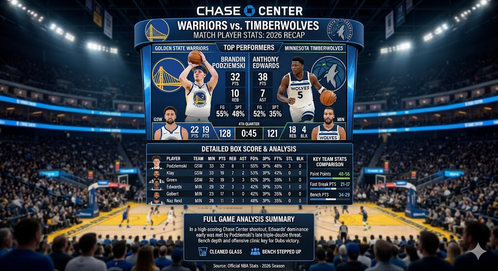 Golden State Warriors vs Timberwolves Match Player Stats
