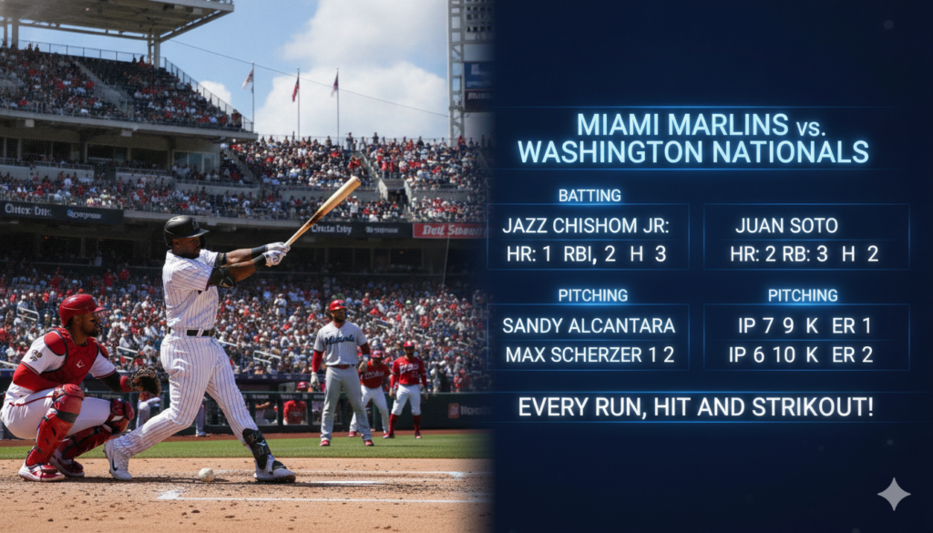 miami marlins vs washington nationals match player stats