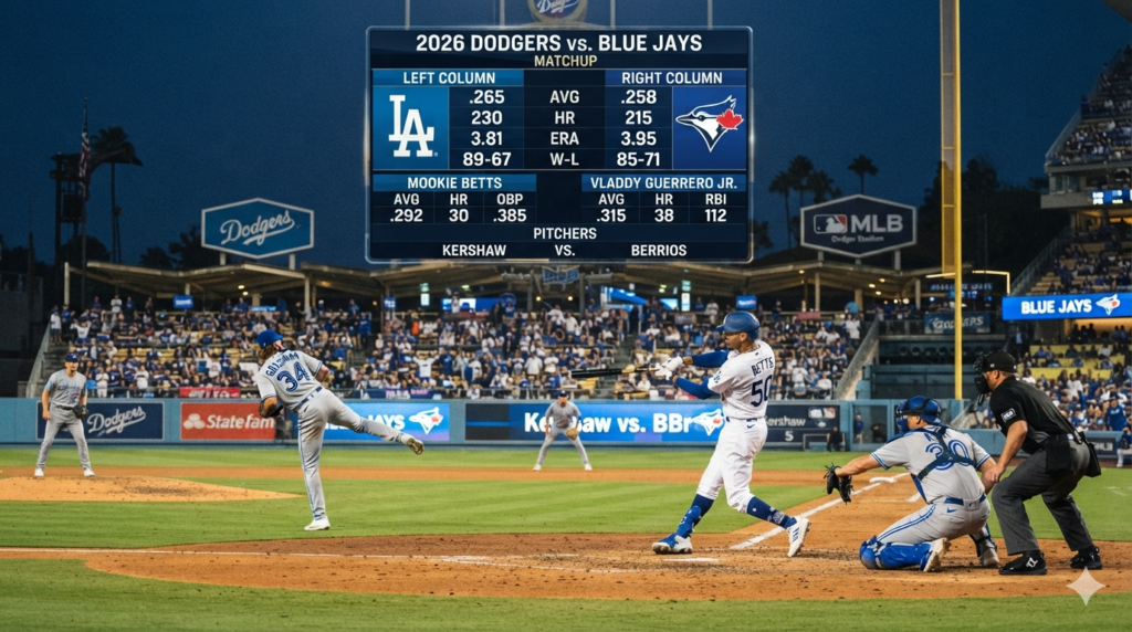 dodgers vs toronto blue jays match player stats